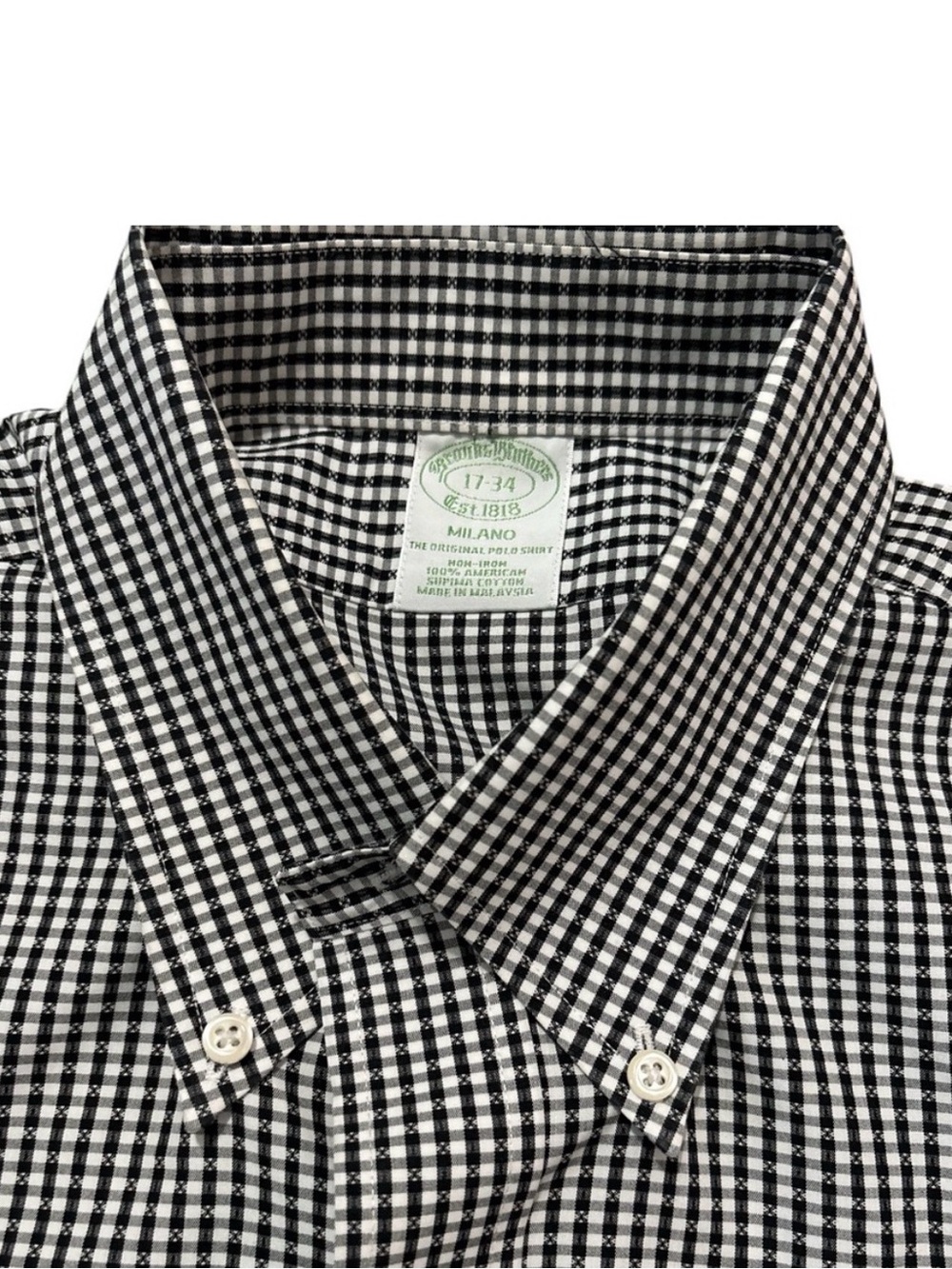 Brooks Brothers Milano Black & White Gingham Button-Down Shirt - Men